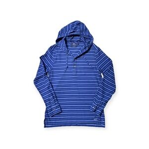 Vineyard Vines Classic Fit Linen Blend Stripe Pullover Hoodie in Moonshine